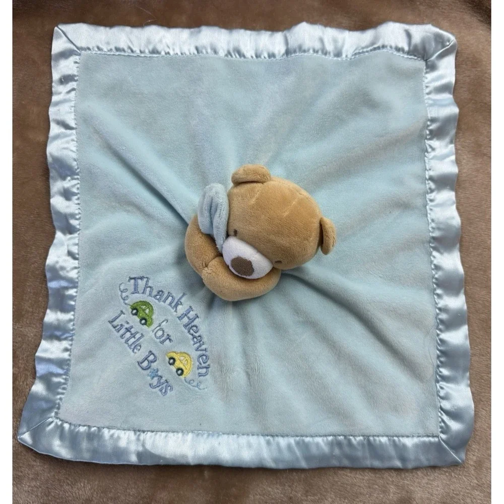 Baby Starters Lovey Thank Heaven For Little Boys Bear Blue Rattle Security Blank